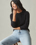 Women's Premium Slub Long Sleeve Crew Tee - Black